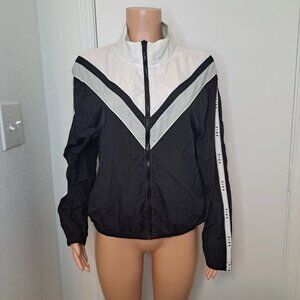 Victoria’s Secret Pink M/L Jacket Windbreaker Black Gray White Pockets